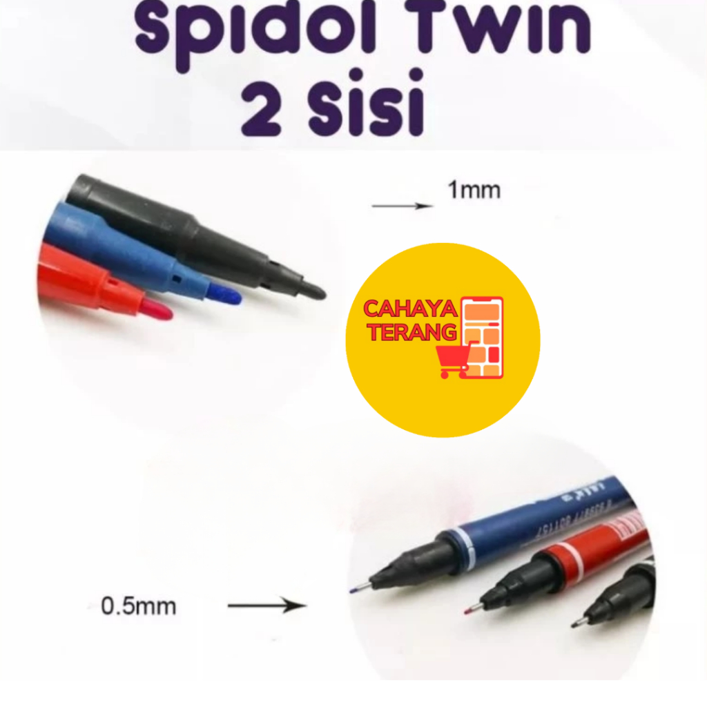 

CT PULPEN SPIDOL 2 IN 1 PENA MARKER DUA FUNGSI DUAL TIP/SPIDOL PERMANEN PERMANENT MARKER