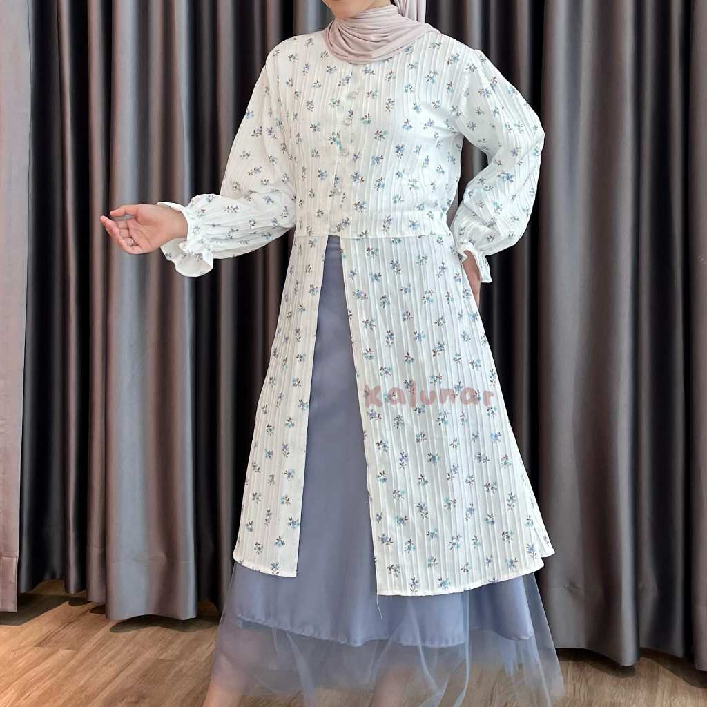 BEST SELLER [READY STOCK] KALUNAR - DAISY TUNIK KONDANGAN (ATASAN GAMIS WANITA MOTIF BUNGA MODERN)
