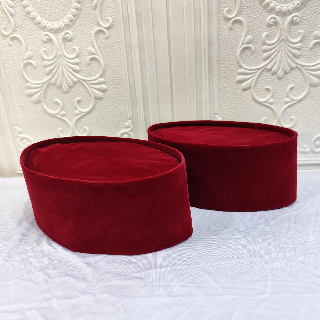 Peci Songkok Kopiah-Tinggi 9cm Bahan Bludru Murah Berkualitas - Peci Merah Betawi - Peci Pria- COD