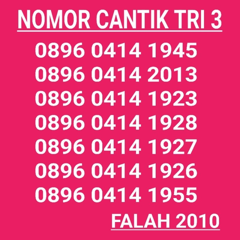 KARTU PERDANA NOMOR CANTIK TRI 3 TAHUN MURAH