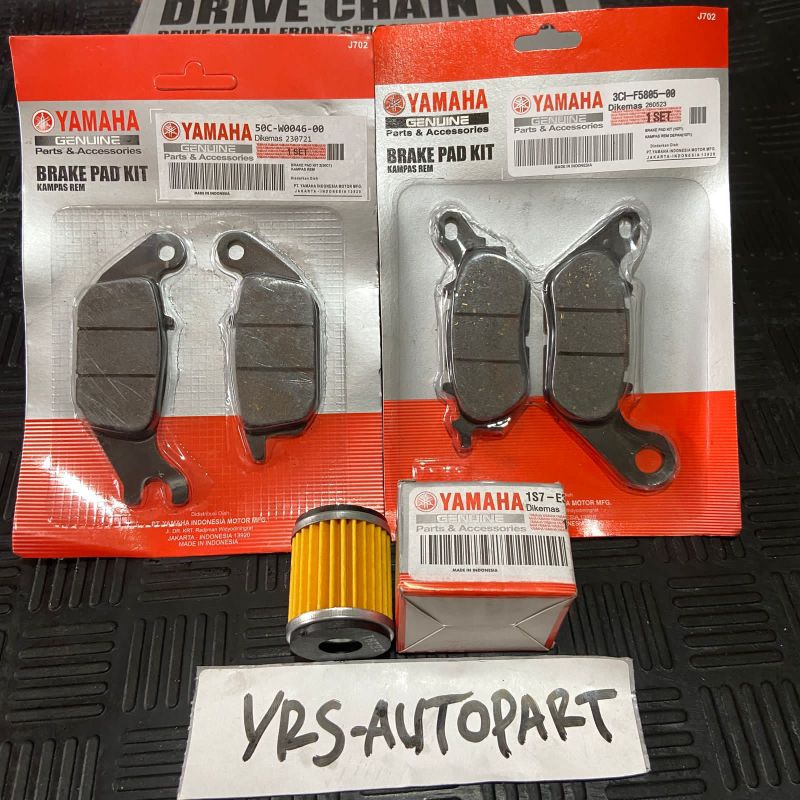 Kampas Rem Depan+Belakang+Filter Oli Vixion New 1PA YGP