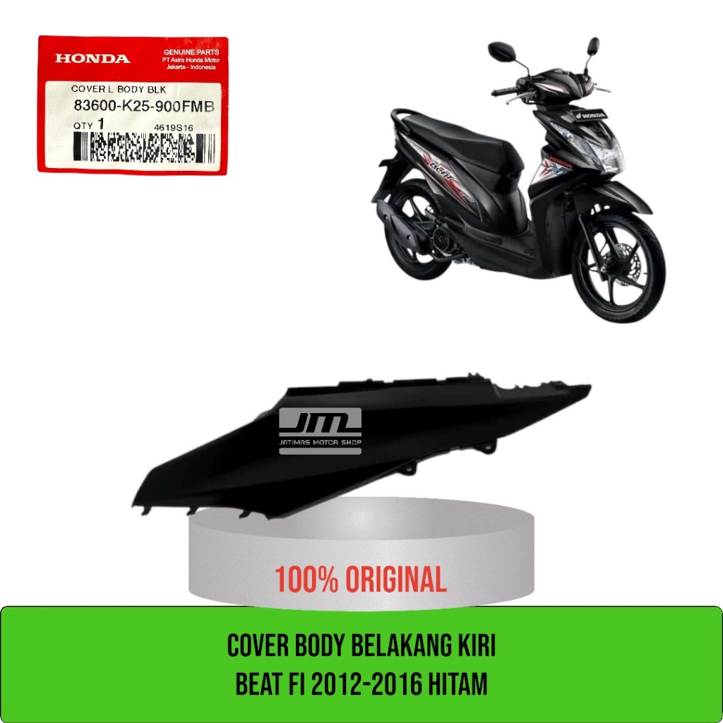 Cover body belakang beat fi 2012-2016 hitam 83600-K25-900FMB