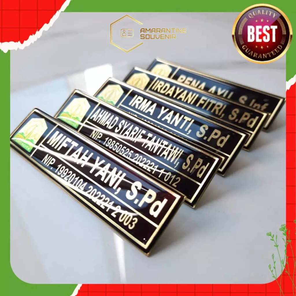 

Name Tag / Nama Dada / Name Tag Kuningan Stainless Akrilik / Nama Dada Custom Resin PREMIUM / Name Tag GURU PNS KARYAWAN KAI BANK