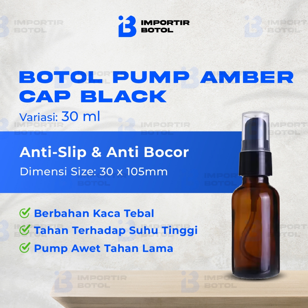 IMPORTIR BOTOL Botol Kaca Amber Pump 30 ml