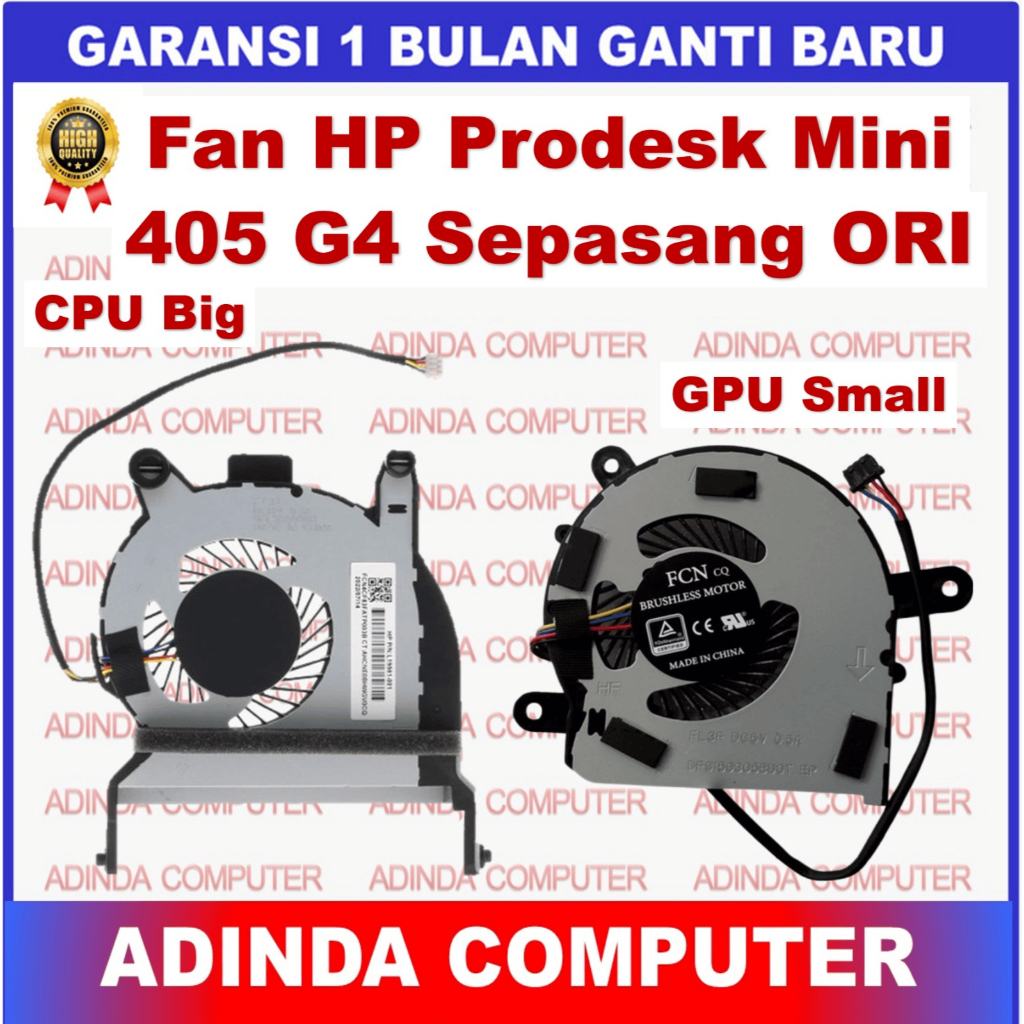 Kipas Fan HP Prodesk Mini 405-G4 705-G5 EliteDesk 800-G3 800-G4 800-G5 CPU Besar GPU Kecil ORI