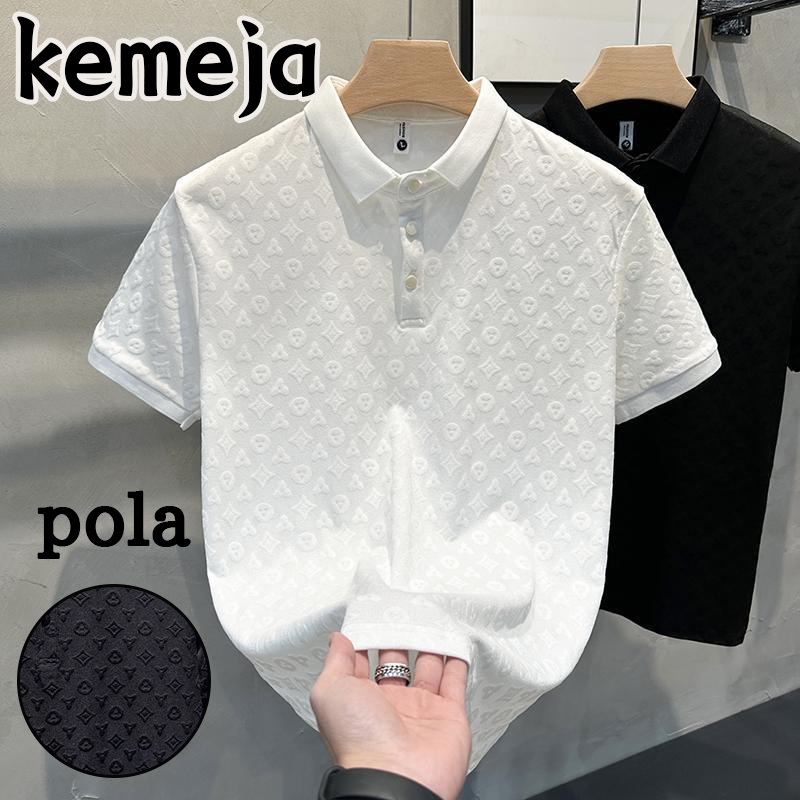 Kaos Kerah Pria Polo shirt lengan pendek bermotif polo shirt  kaos berkerah pria hitam/putih premium
