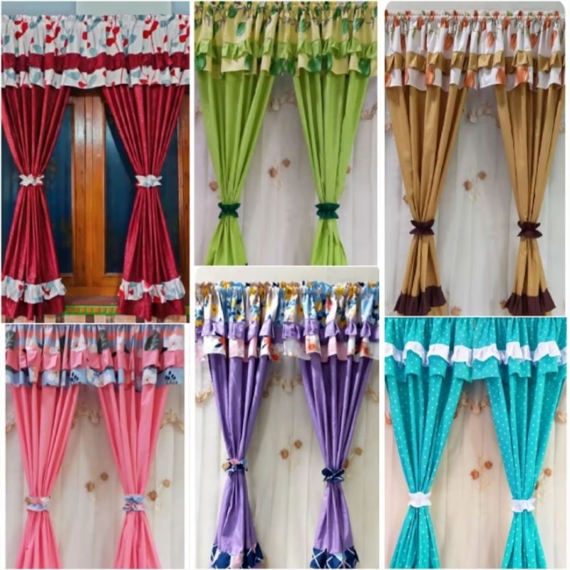 gorden jendela rumbai polos warna random dan request