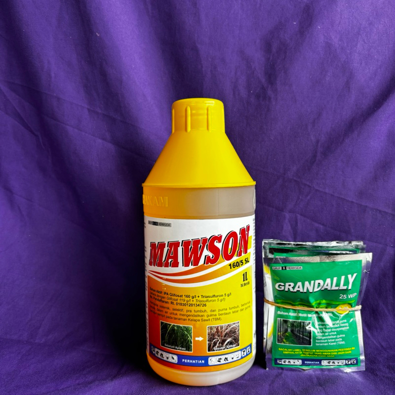 HERBISIDA MAWSON 160/5 SL 1 Liter (Bonus bubuk Grandally 25 WP) - Racun Pembasmi gulma / rumput ampu