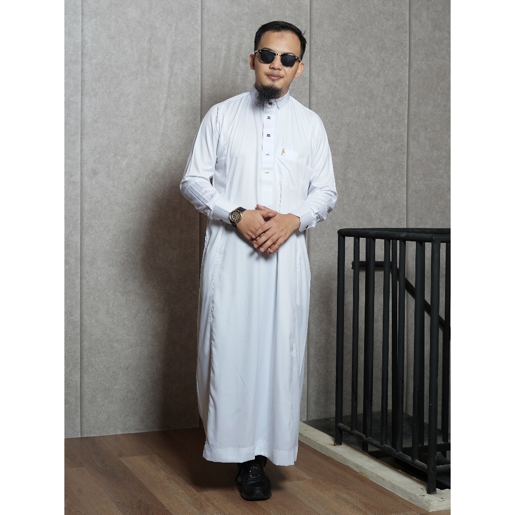 Al Amwa - Jubah Series Hudzaifah | Gamis Pria Lengan Panjang | Jubah Dewasa Polyester Kerah Kemeja