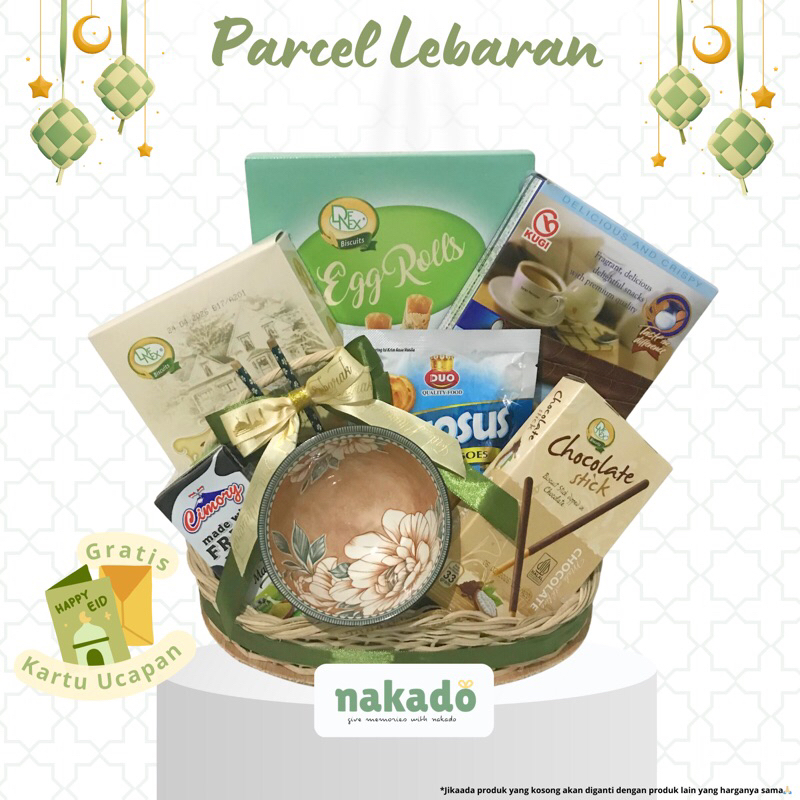 

PARCEL LEBARAN PREMIUM NAKADO / FREE KARTU UCAPAN / PARCEL MURAH START 65RB / HAMPERS LEBARAN / PARSEL IDUL FITRI/ PARCEL CUSTOME