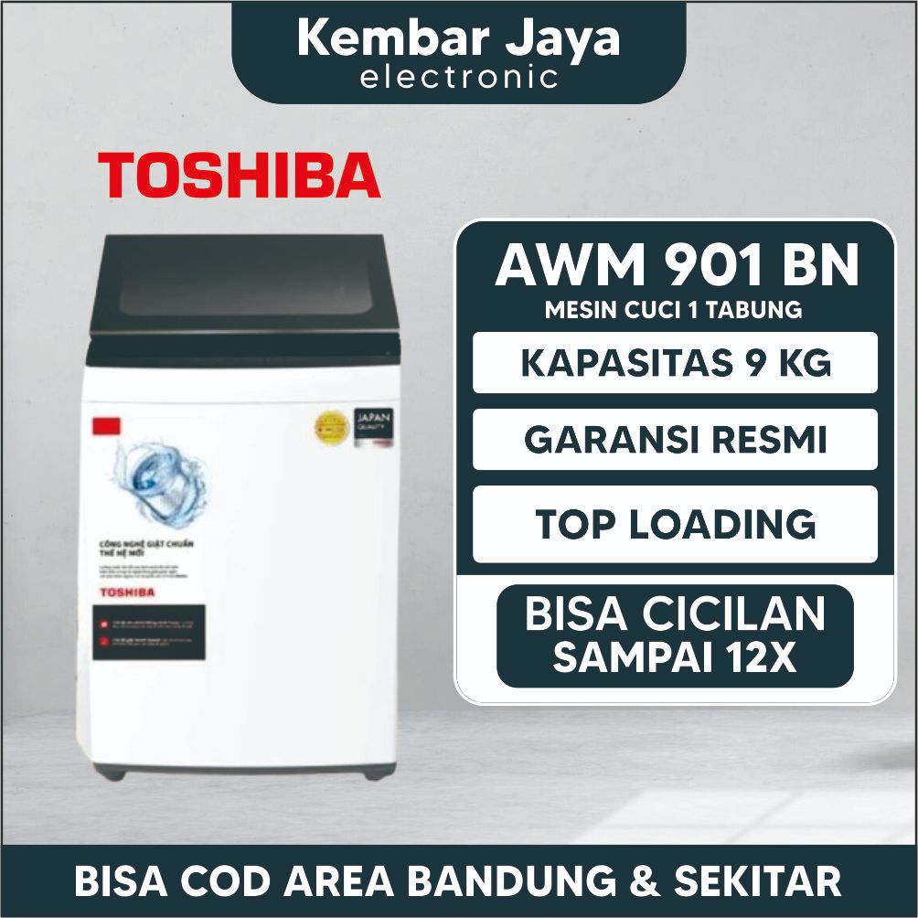 MESIN CUCI TOSHIBA 1 TABUNG 9KG AWM 901 BN