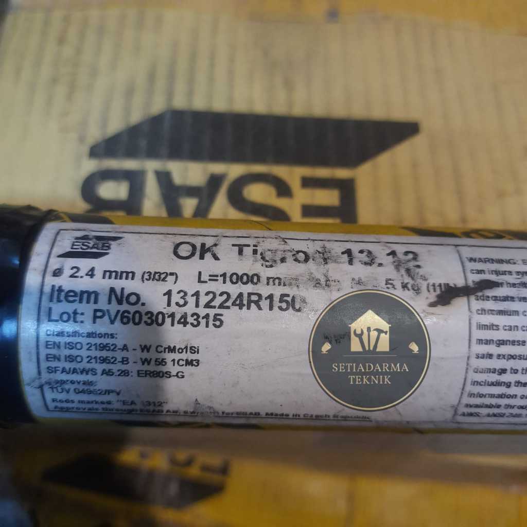KAWAT LAS ESAB OK TIGROD 13.12  1.6MM x 1000MM AWS ER80S-G 1PACK 5KG