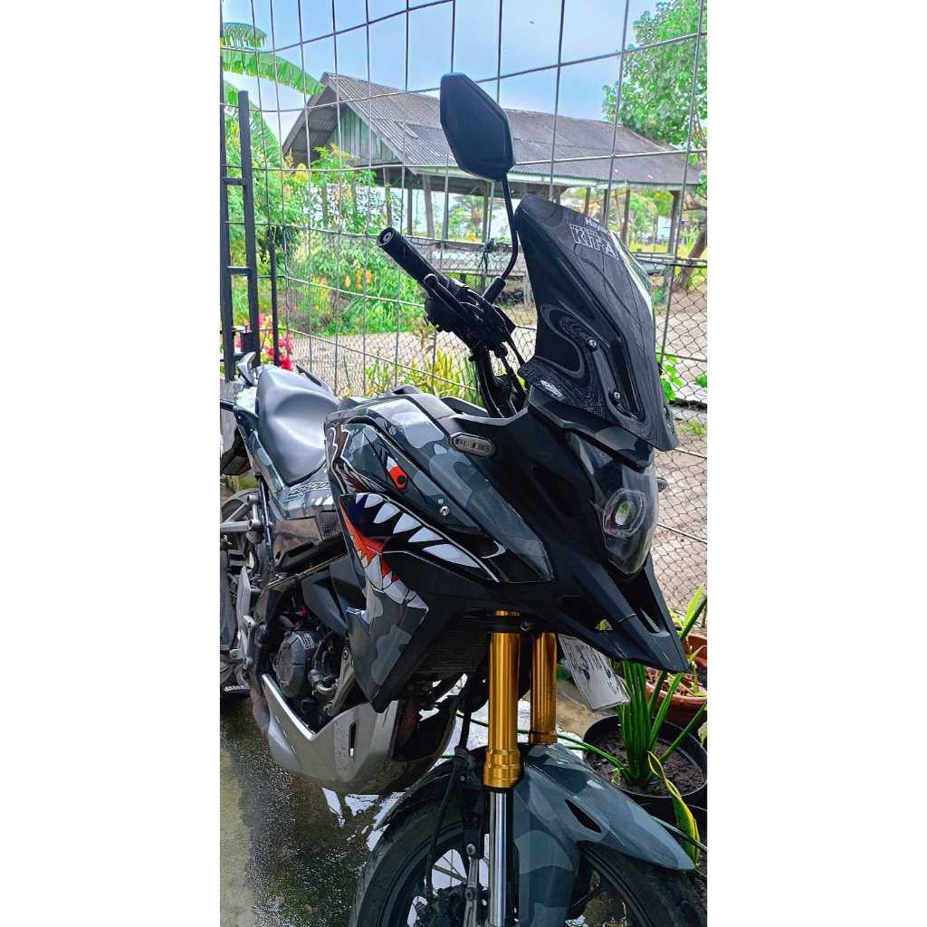 Decal Honda CB 150X NEW custom motif hiu hitam abu D-N4-079