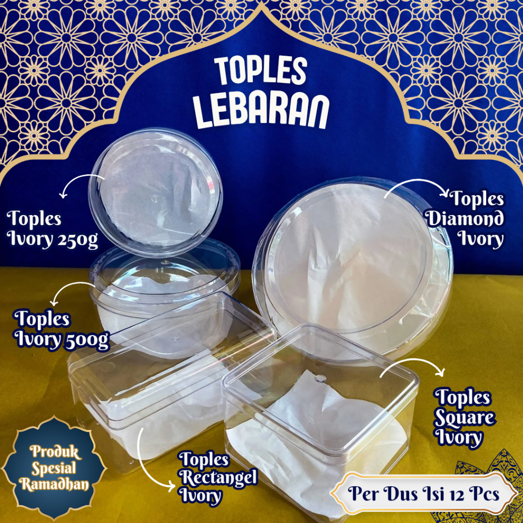 Toples Kue kering isi 12pcs / Toples Ivory 250gr 500gr / Toples Rectangel Ivory / Toples Kotak / Top