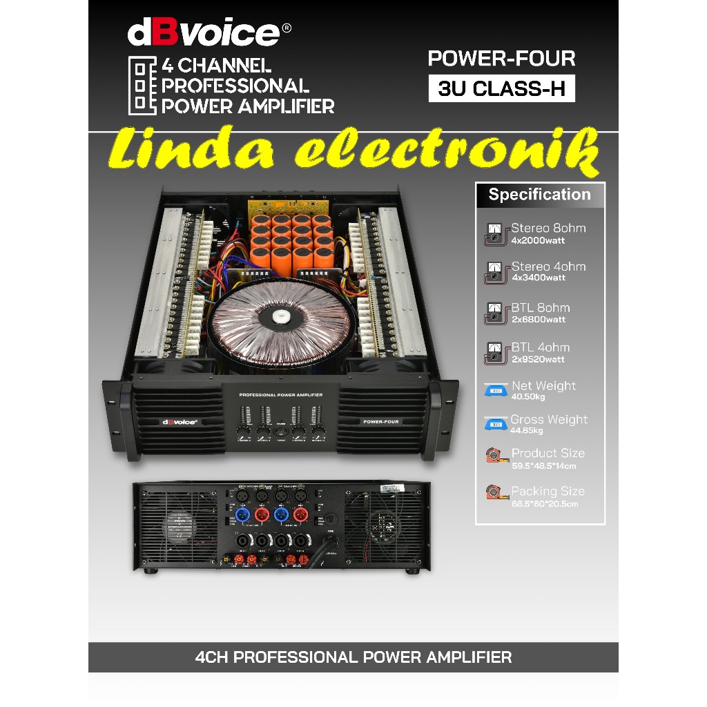 Power dbvoice POWER FOUR / power four Original Amplifier 4 Channel Class H 3U