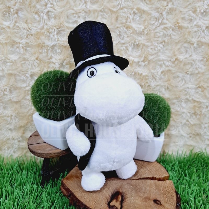 Boneka Moomin Putih S Boneka Hippo Moomin Mini Boneka Kudanil Topi Hitam Moomin S