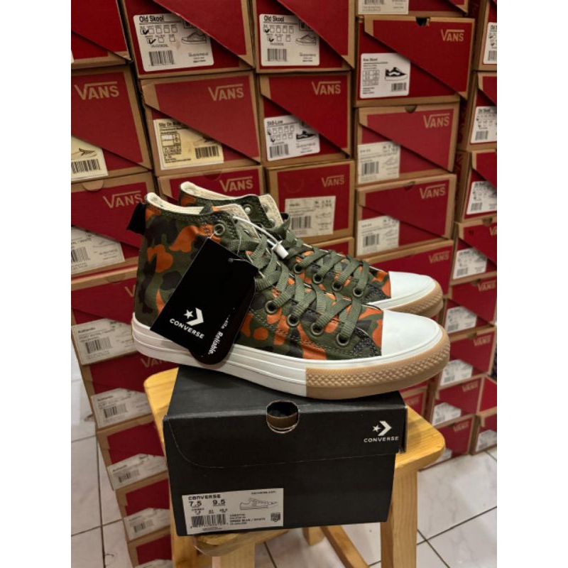 CONVERSE ALL STAR HI CHUCK TAYLOR 70s ARMY GREEN ORANGE