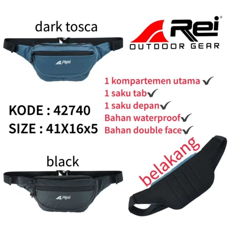 Tas Pinggang Original AREI 42720 Warna Hitam Tosca // Tas Pinggang Outdoor Asli Original Arei Rei Te
