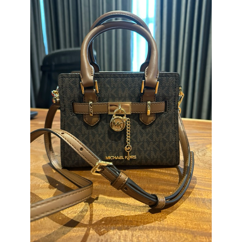 Preloved Tas MK Hamilton Xs Satchel Logo Brown