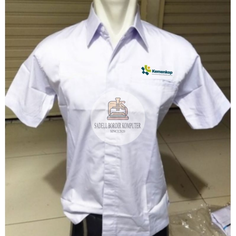 Kemeja KEMENKOP Kemeja Kementerian Koperasi Putih Lengan Pendek Pria
