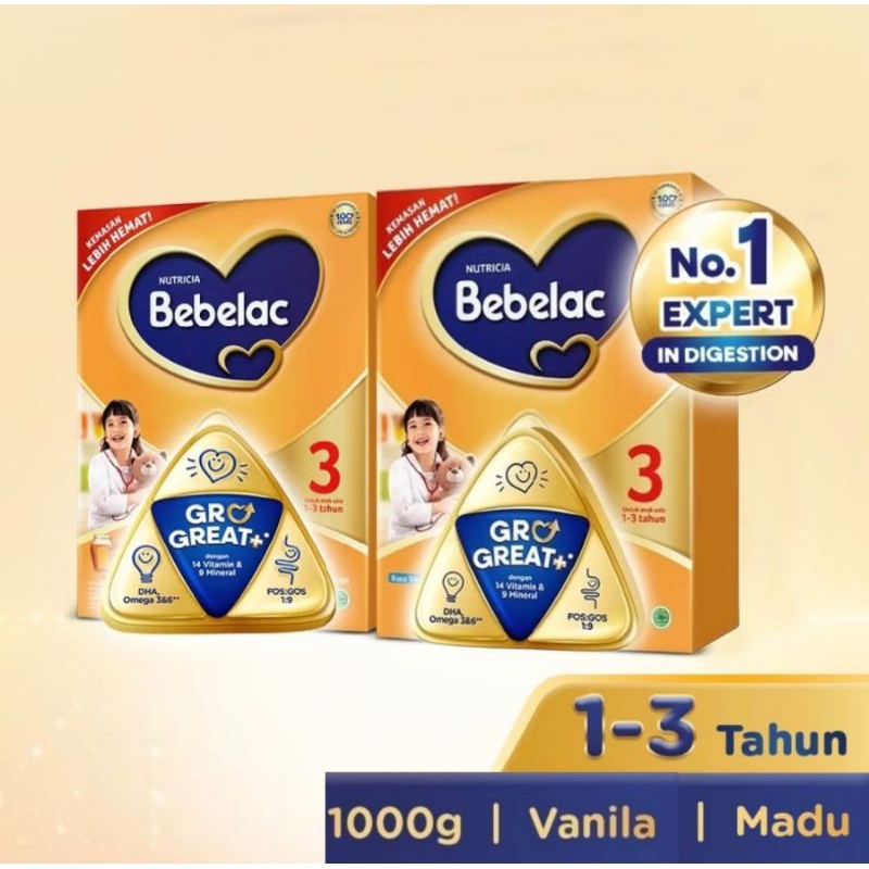 BEBELAC 3 Susu 1-3 Tahun Rasa Madu / Vanila 1000gr