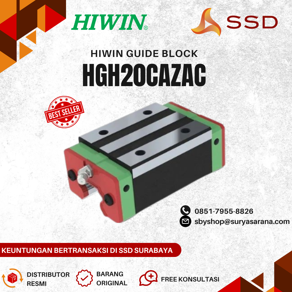 Hiwin HGH20CAZAC / HGH20CA / HGH20C Linear Block Only