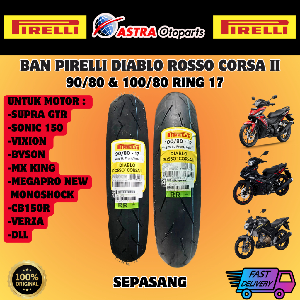 BAN LUAR DEPAN ATAU BELAKANG MOTOR SUPRA GTR 150 SONIC VERZA 150 CB 150 R MEGAPRO NEW MONOSHOCK VIXI