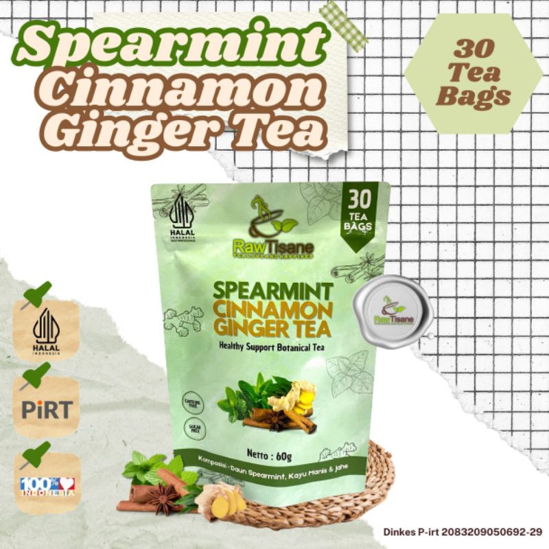 

Spearmint Cinnamon Ginger Tea / Teh Daun Spearmint,Kayu Manis & Jahe / Isi 30 Tea Bag