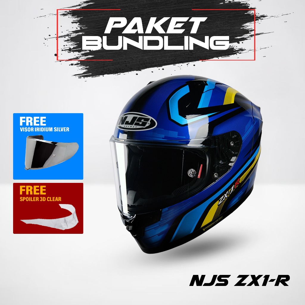 NJS ZX1R ZX-1R MOTIF VOYAGER BLACK BLUE GLOSSY SINGLE VISOR