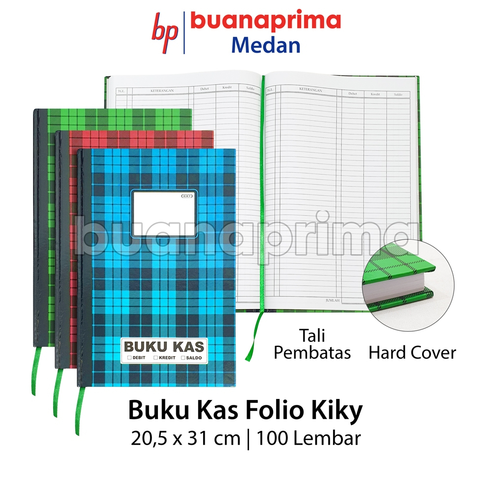 

Buku KAS HARD COVER KIKY Folio 100 Lembar Pembukuan Keuangan Debet Kredit F4
