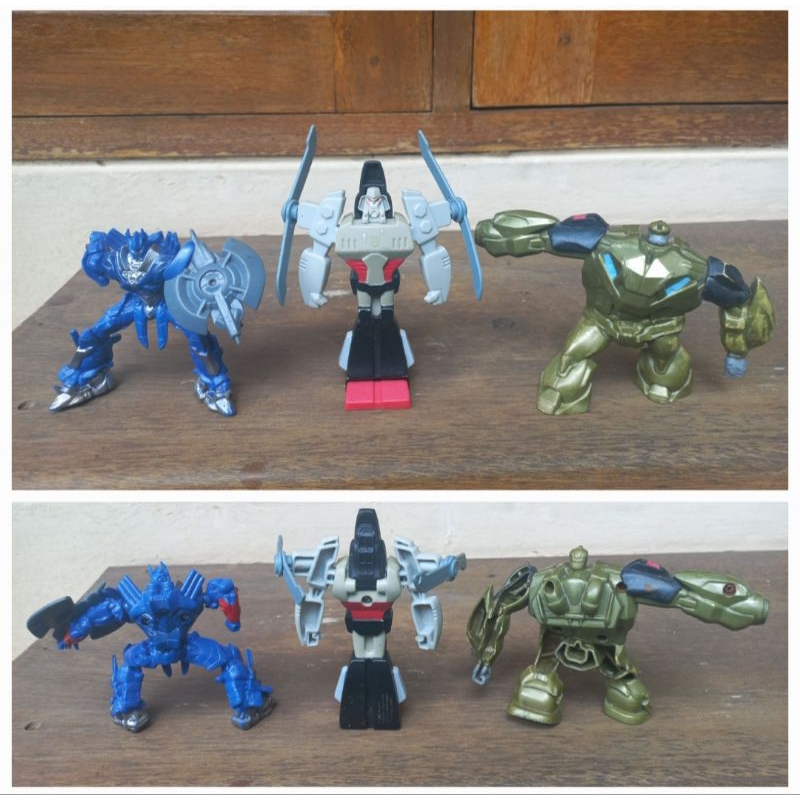 Mainan Figure set dpt 3pc Transformers Optimus Prime + Megatron + Bulkhead Original Hasbro McDonald