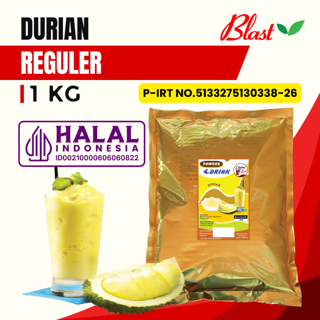 

Bubuk DURIAN 1 KG - Bubuk Minuman Rasa Buah Durian - MIX Creamer + Gula / Powder Drink Fruit