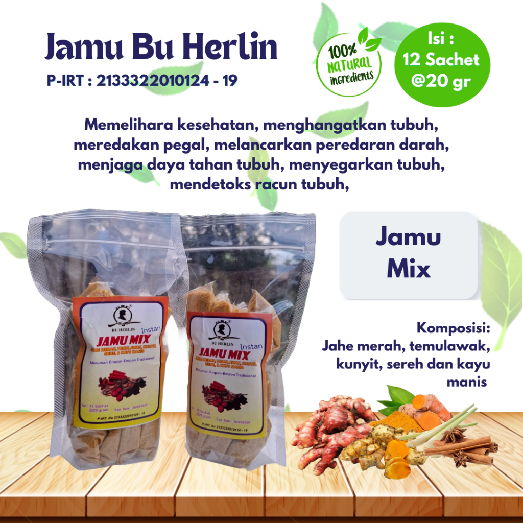 

Jamu Mix Instan Bu Herlin 240gr / Jamu Tradisional / Minuman Herbal