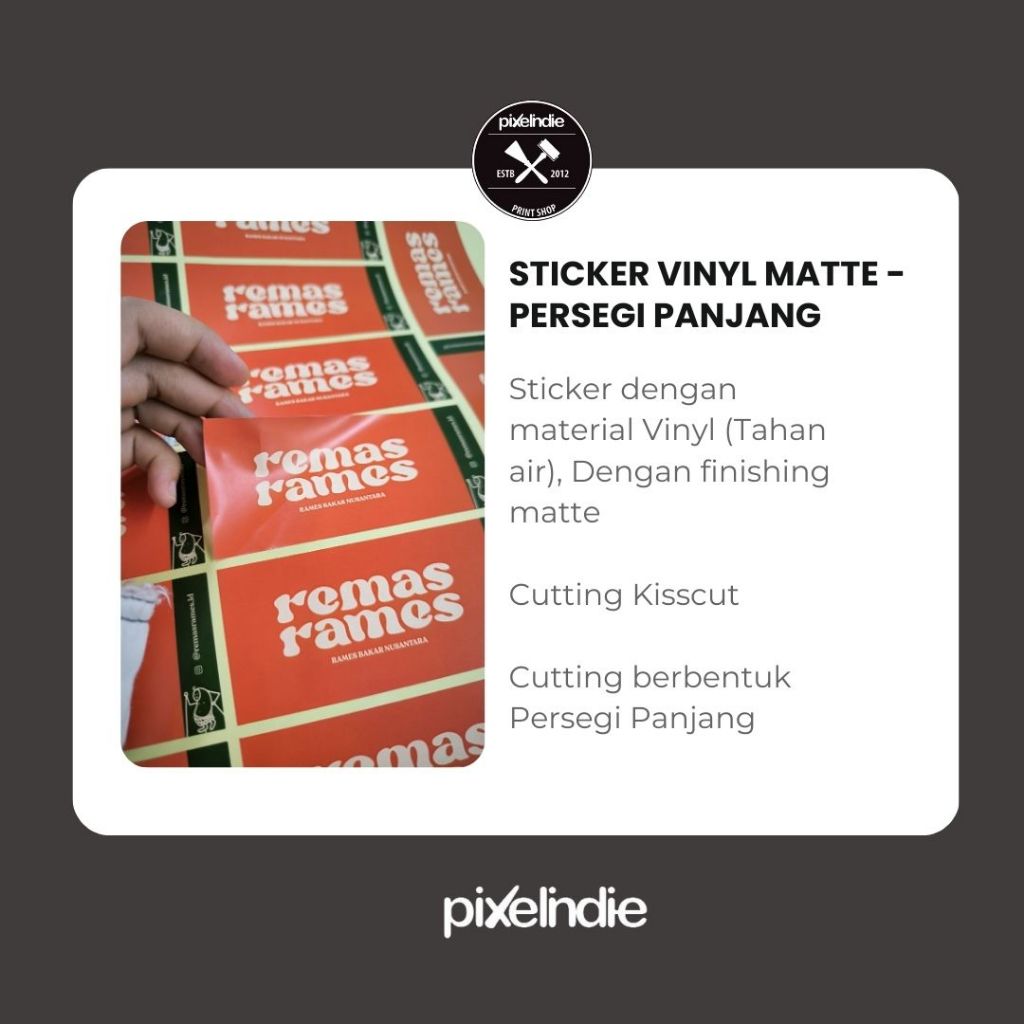 

Sticker Vynil Matt Label Persegi Panjang Tahan Air