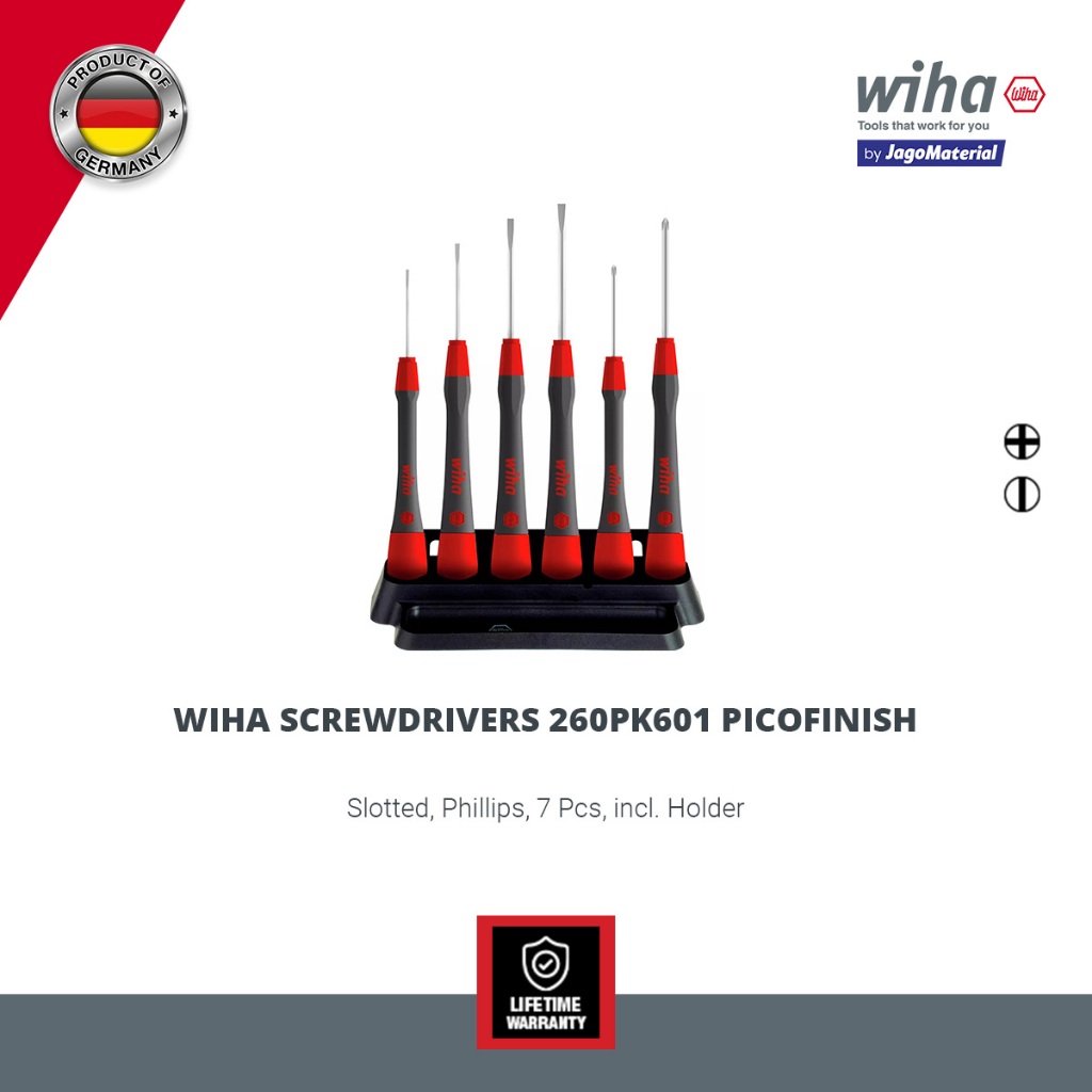 Wiha Screwdrivers 260PK601 PicoFinish® - Obeng Plus Minus Mekanik