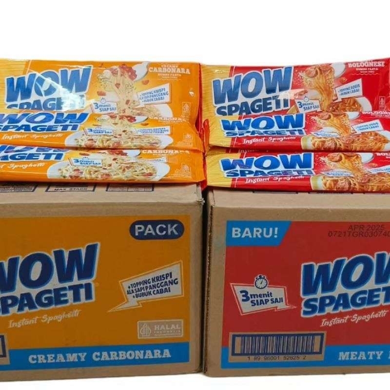 

MI WOW SPAGETI 1 DUS CARBONARA & BOLOGNESE ISI 40 x 84 Gram | SPAGETI INSTAN MAYORA