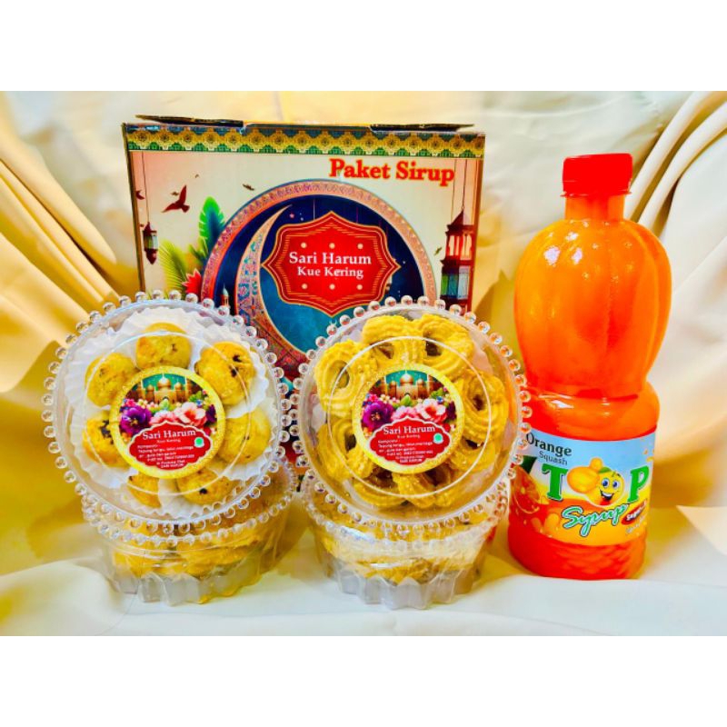 

Paket Sirup Dan Kue kering Lebaran Isi 5 Variant Hampers parsel gift kue kering Lebaran Idul Fitri