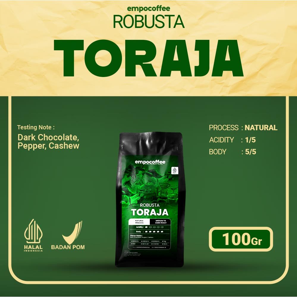 

Empo Coffee Biji Kopi Bubuk Robusta Toraja Sapan Sulawesi Coffee Bean Roast Beans Espresso Coffe 100 Gram