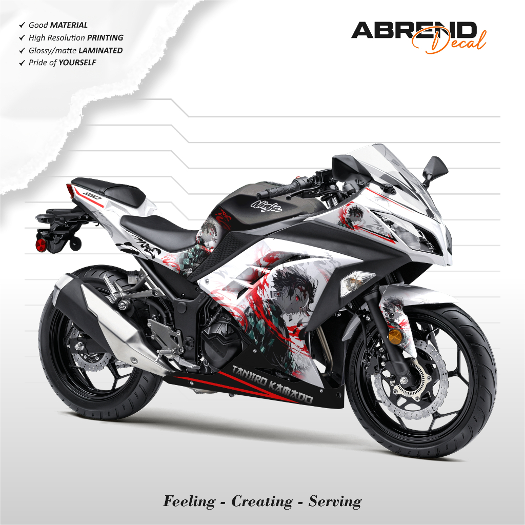 STRIPING NINJA FI OLD ANIME TANJIRO / STIKER MOTOR KAWASAKI NINJA 250 DESIGN CUSTOM / STOCK DECAL