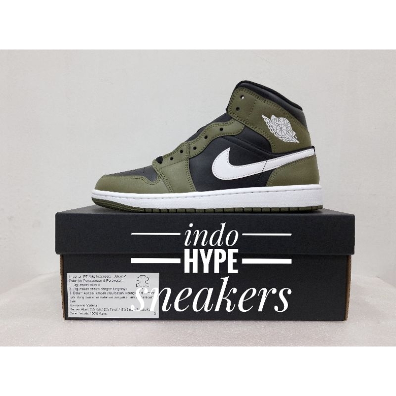 Air Jordan 1 Mid BLACK WHITE OLIVE