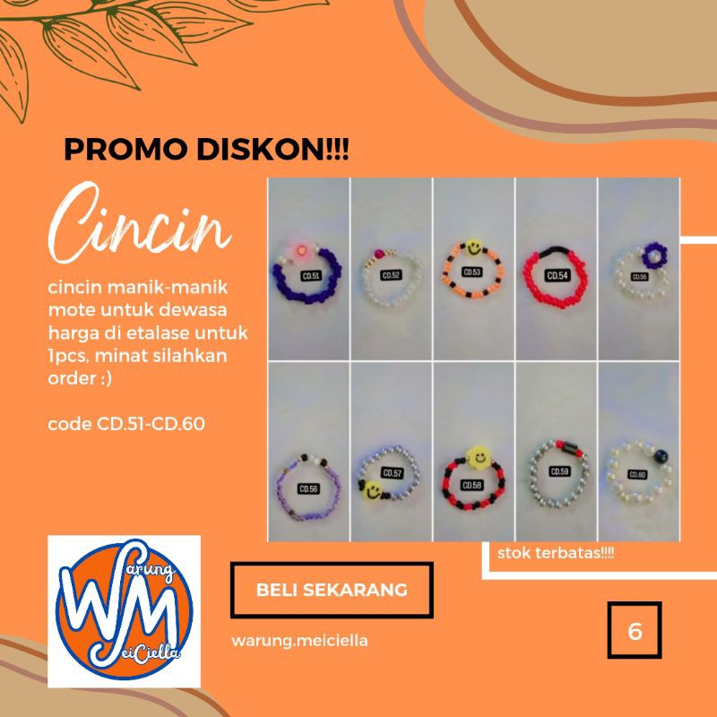 [6] cincin wanita dewasa motif lucu CD.51-CD.60