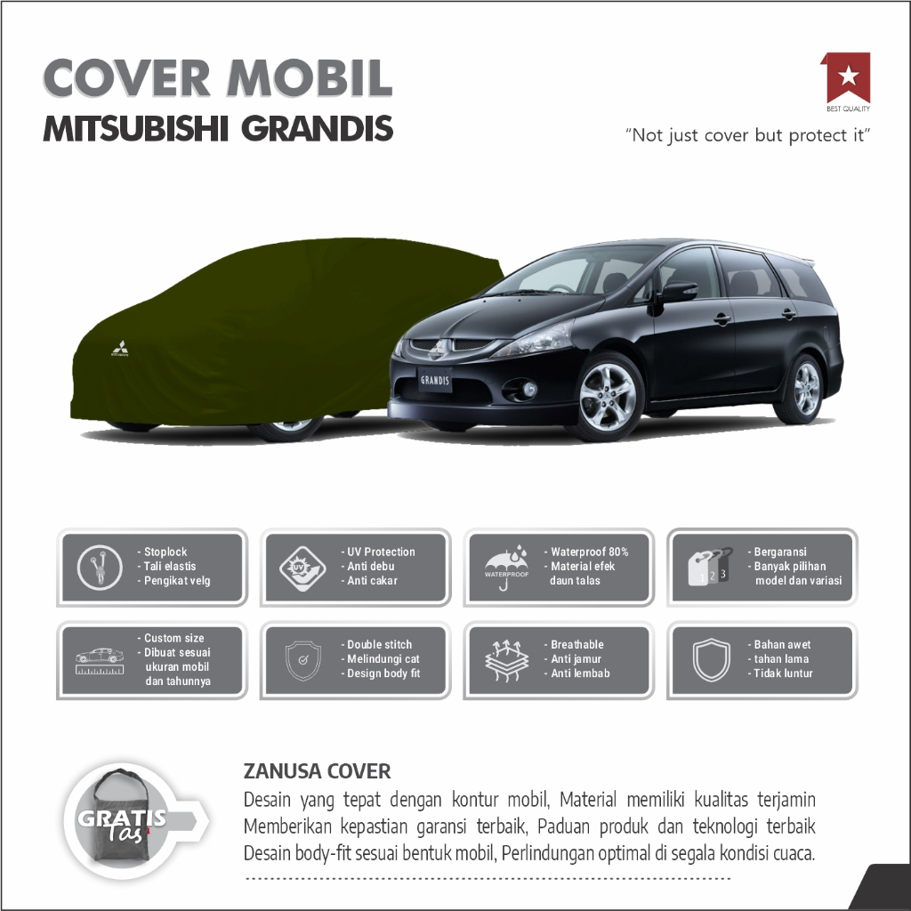 BODY COVER MITSUBISHI GRANDIS, SARUNG MITSUBISHI GRANDIS, SELIMUT MITSUBISHI GRANDIS