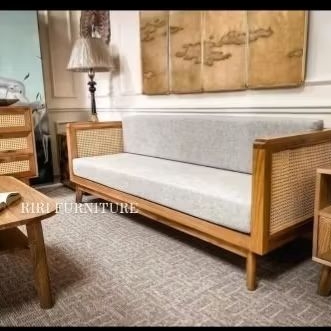 kursi sofa rotan jati minimalis / kursi tamu sofa jati style jepang / kursi tamu sofa rotan jati min