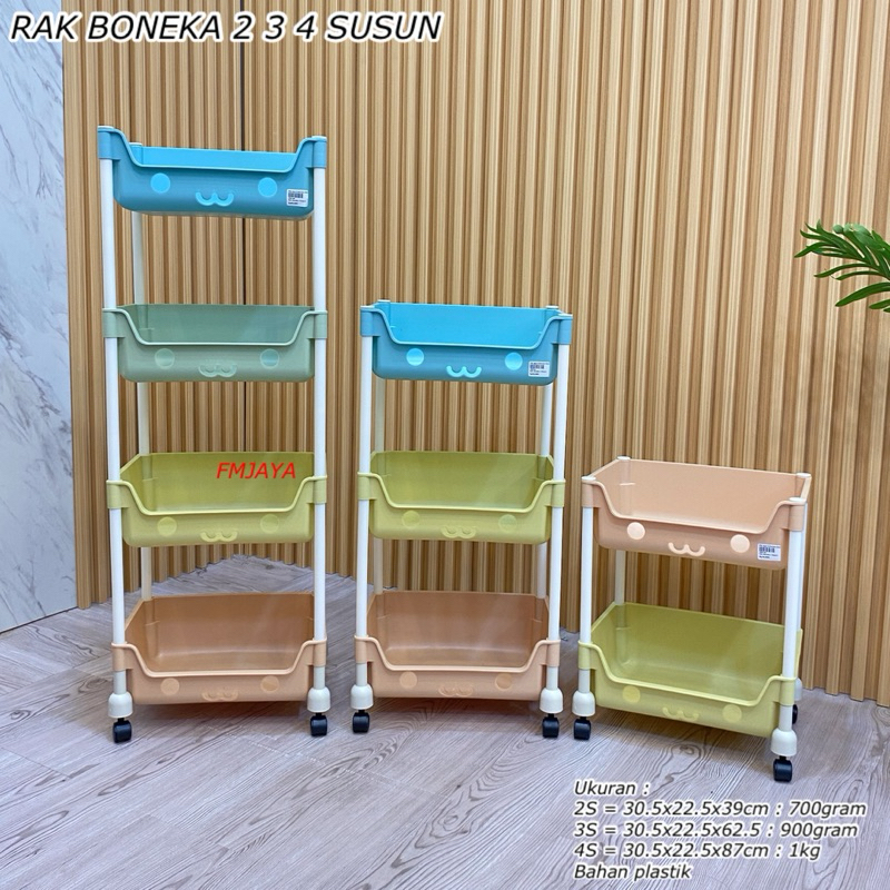 RAK BONEKA 4 - 3 - 2 SUSUN || RAK BONEKA PORTABLE + RODA || RAK SERBAGUNA DORONG || RAK BONEKA DORON