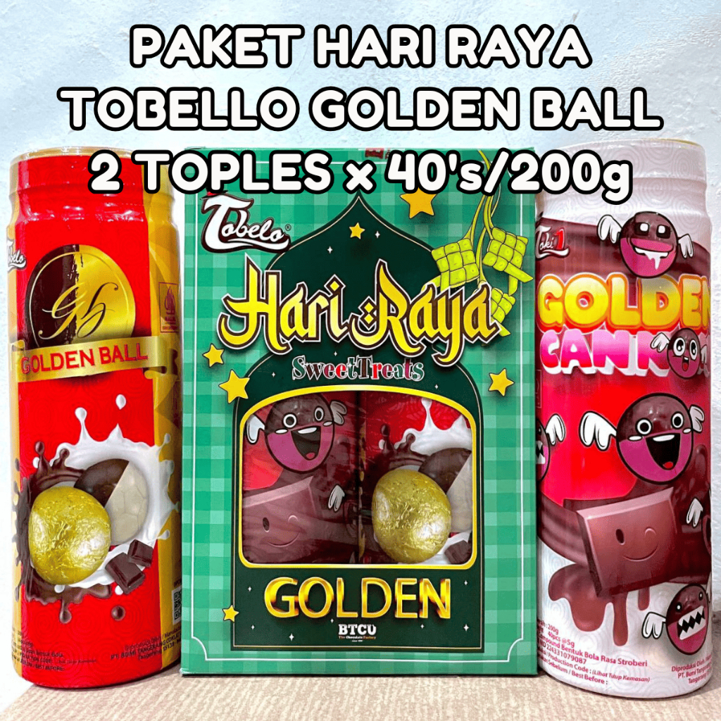 

Tobello Golden Ball Chocolate Coklat Paket Hari Raya Idul Fitri Isi 2 Toples x 40's / 200g