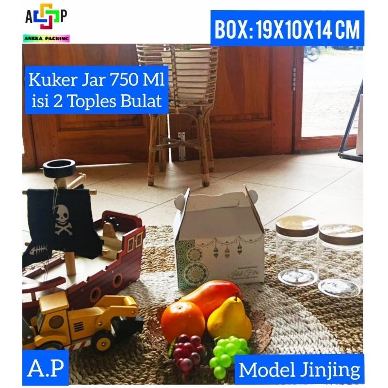 

Box 19x10x14 cm (Jar 750 Ml isi 2 Toples Bulat) /Box Jinjing/boxkuker/hampers/Idulfitri/boxlebaran/boxkuker