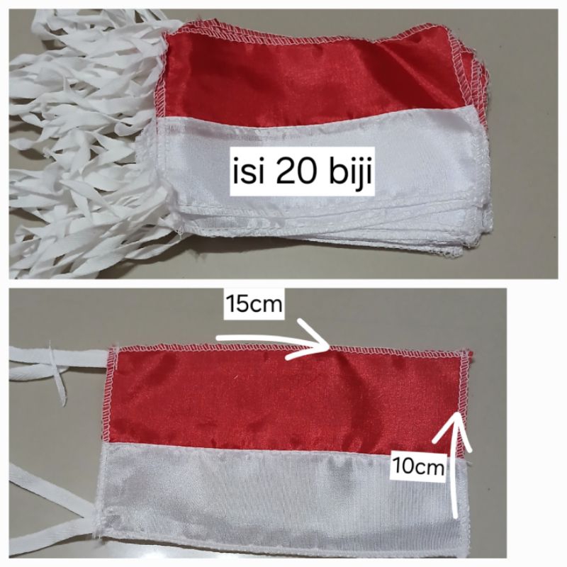 (isi 20 biji) Bendera merah putih ukuran kecil 15x10cm bahan kain satin
