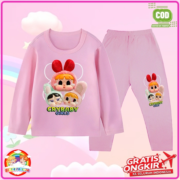 Baju Tidur Anak Perempuan Setelan Panjang Anak CryBeby Grils Usia 1-10 Tahun 1596