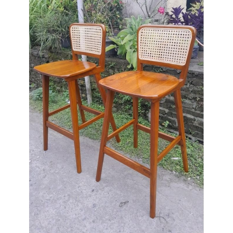 Kursi Bar Sandaran Rotan Bar Chairs Tulang Stool Bar