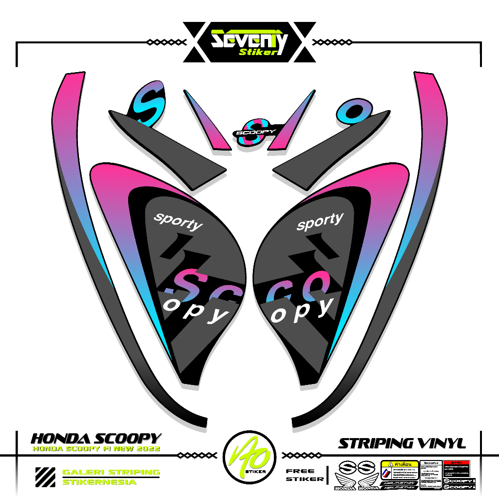STRIPING HONDA SCOOPY FI TAHUN 2021-2022 MOTIF 6 STIKER SCOOPY Fi SPORTY PRESTIGE STYLISH LIS ORI